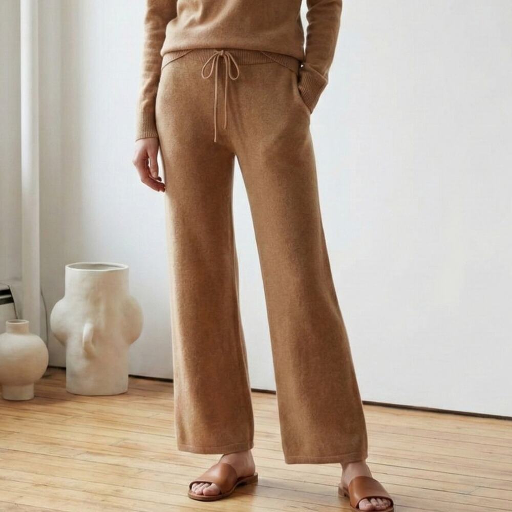 LISA YANG Cashmere Wide leg Trouser Ribed waistband size 0